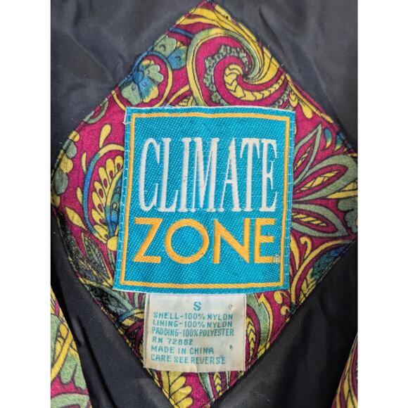 Vtg 90s Maximalist Puffer Coat Colorful Paisley Bold Statement Zip Womens Small - Picture 11 of 13